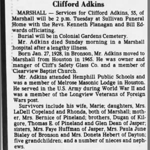 Obituary for Clifford Adkins